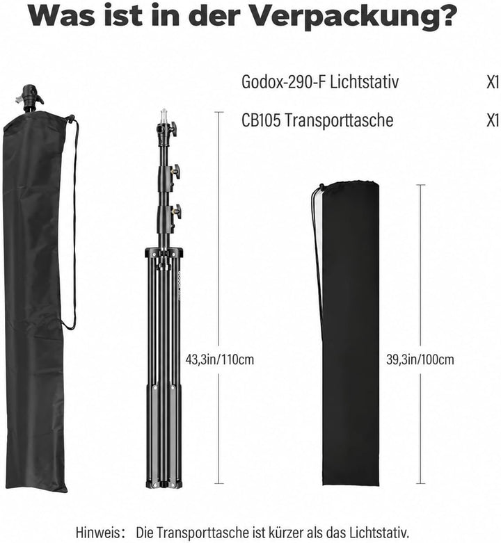 Godox 290F Lichtstativ 290cm Hochbelastbares lampenstativ, 290CM