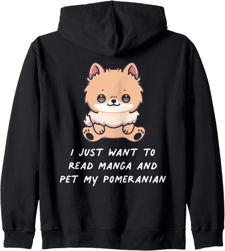 I Just Want To Read Manga And Pet My Pomeranian Kawaii Hund Kapuzenjacke