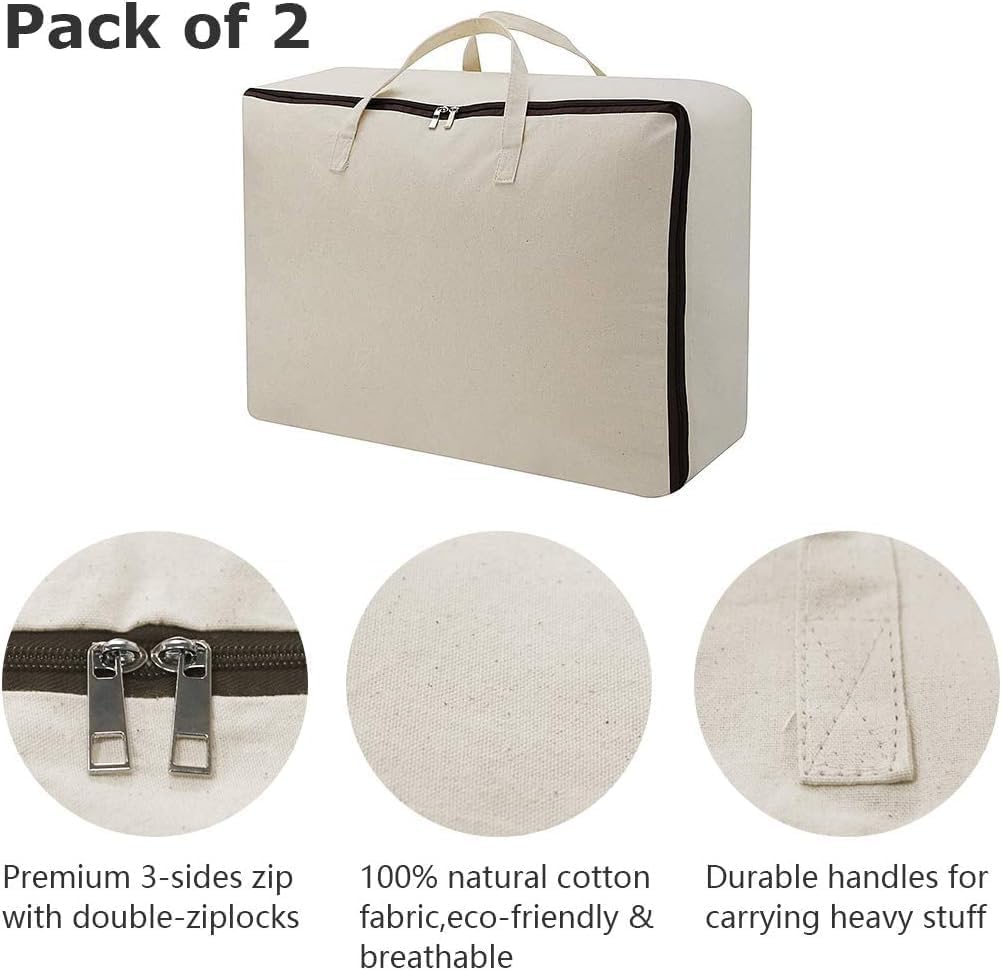 AMX 2er-Pack Aufbewahrungstasche für Bettdecken und Kissen, Trage-Tasche, Bettzeug oder Matratzenauf