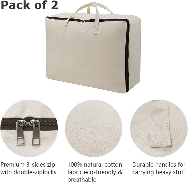 AMX 2er-Pack Aufbewahrungstasche für Bettdecken und Kissen, Trage-Tasche, Bettzeug oder Matratzenauf