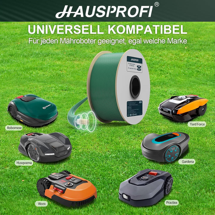 150m Universal Begrenzungskabel für Mähroboter, HAUSPROFI Begrenzungsdraht aus verzinntem Kupfer Beg