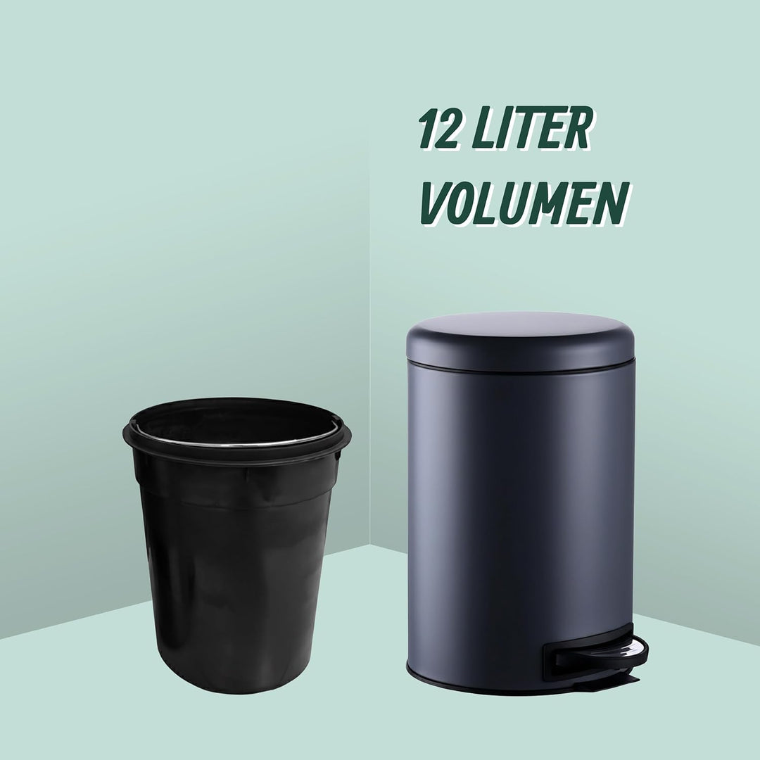 Relaxdays Mülleimer, 12 Liter, entnehmbarer Kunststoff-Inneneimer, mit Fusspedal, Bad, Küche, Tretmü