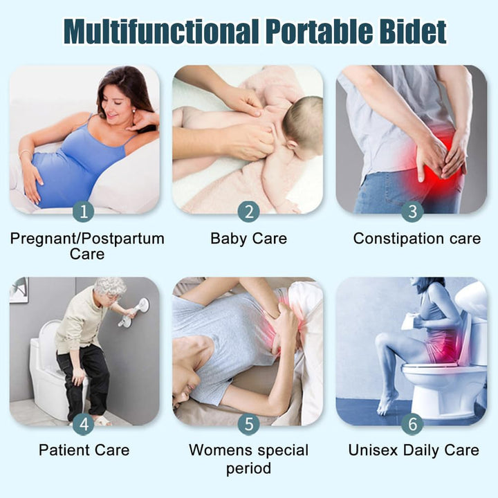 Po Dusche Elektrische,Portable Bidet,Tragbares Bidet Handbrause Mit 2.5 L Peri Bottle,Akku Podusche
