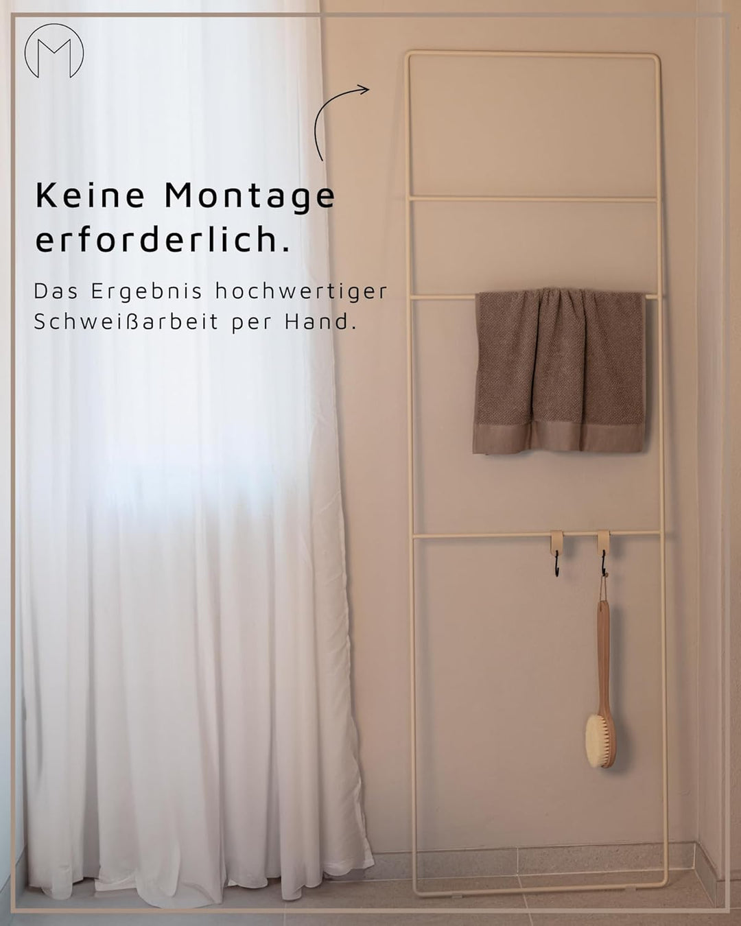 Metallbude Handtuchhalter ESTINA - Schwarz - Platzsparende Handtuchleiter aus pulverbeschichtetem Me