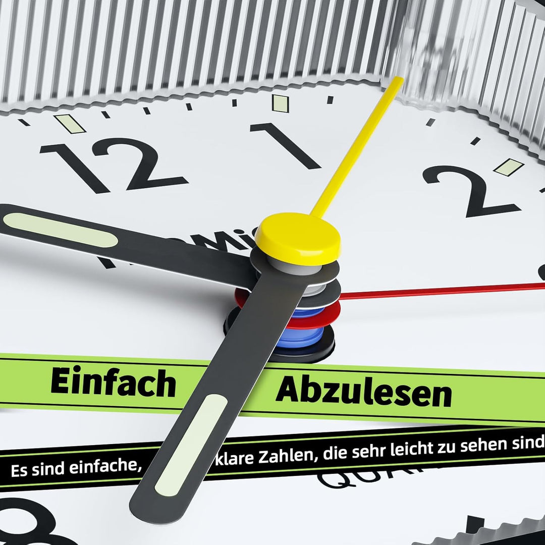 Wecker Analog Ohne Ticken Wecker mit Licht, Batteriebetrieben, Lauter Alarm, Schlummerfunktion, Gerä