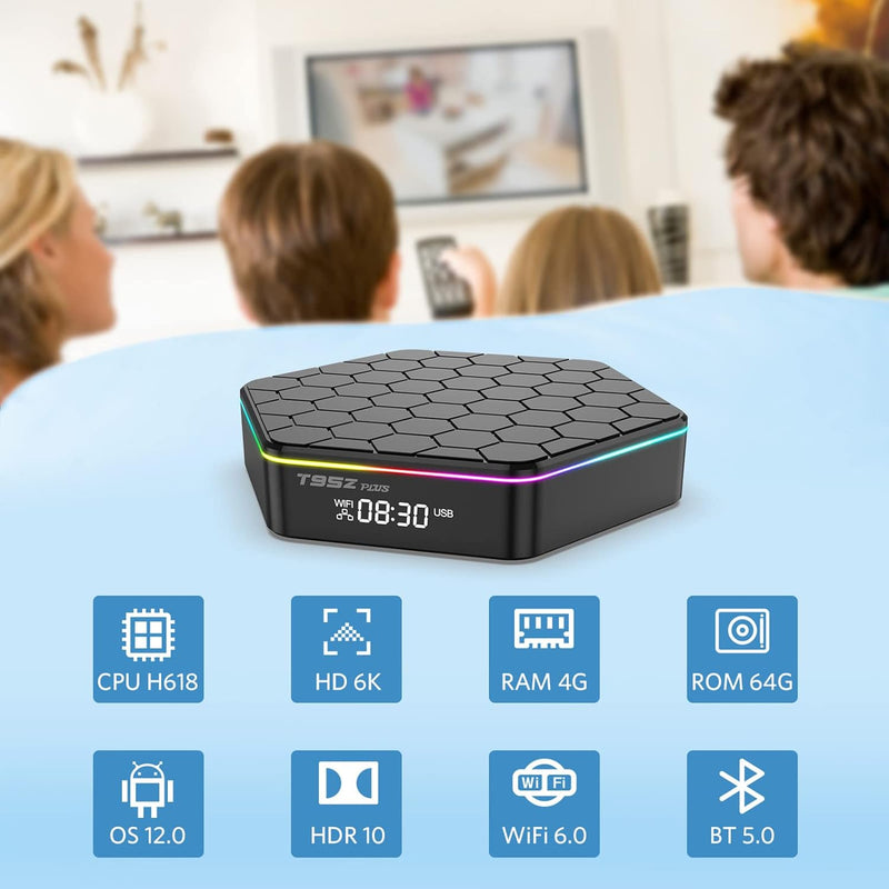 Android 12.0 TV Box, Android Box mit 4GB RAM 64GB ROM Allwinner H618 Quad-Core 64-Bit-ARM Corter-A53