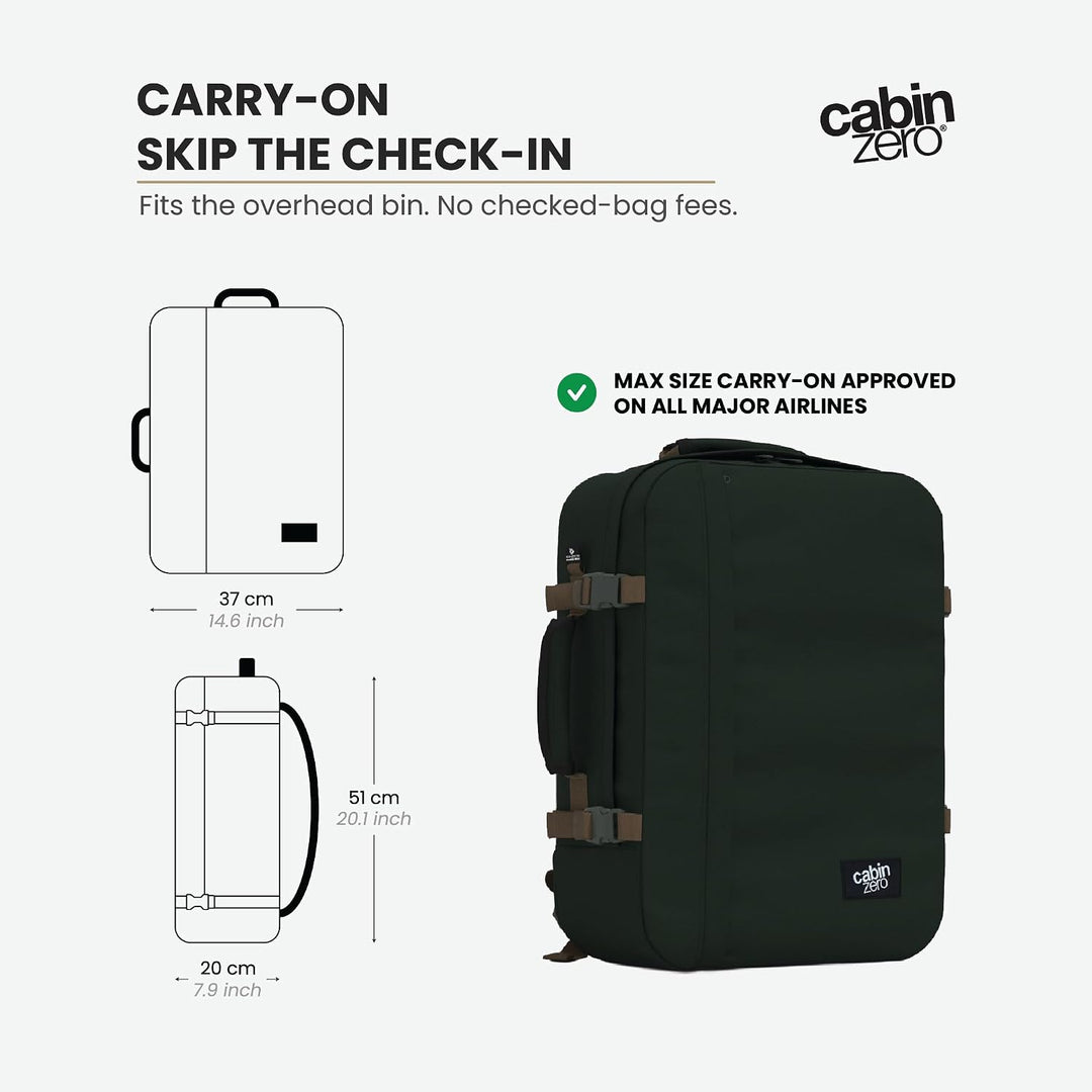Cabin Zero Zaino Cabina 55 cm Con Spallacci Classic 44L CZ061801-Black Sand, Blau, Grösse Kabine, Ze