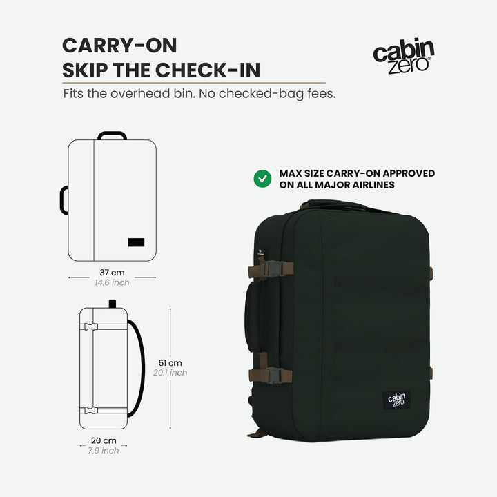 Cabin Zero Zaino Cabina 55 cm Con Spallacci Classic 44L CZ061801-Black Sand, Blau, Grösse Kabine, Ze