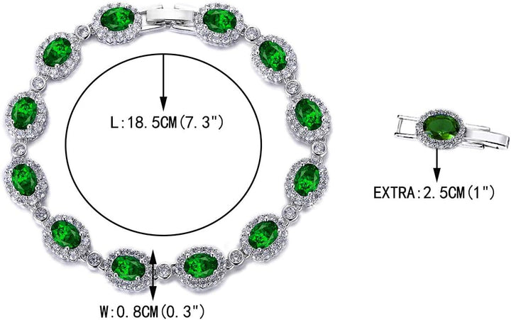 EVER FAITH Damen CZ Hochzeit Braut Oval Teardrop Halskette Ohrringe Armband Set Silber-Ton Grün Silb
