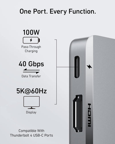 Anker 547 USB C Hub, (7-in-2) für MacBook, Kompatibel mit Thunderbolt 4 USB C Port, 4K HDMI, und 2 U