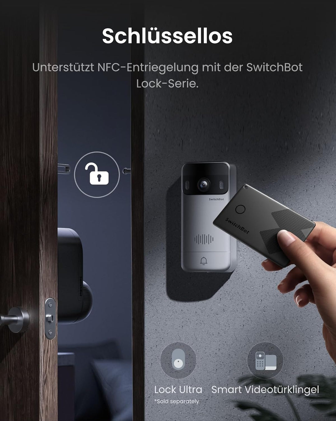 SwitchBot WLAN Türklingel mit Kamera, 2K Video Türklingel mit 4,3 Zoll Farbbildschirm, Smart Türklin