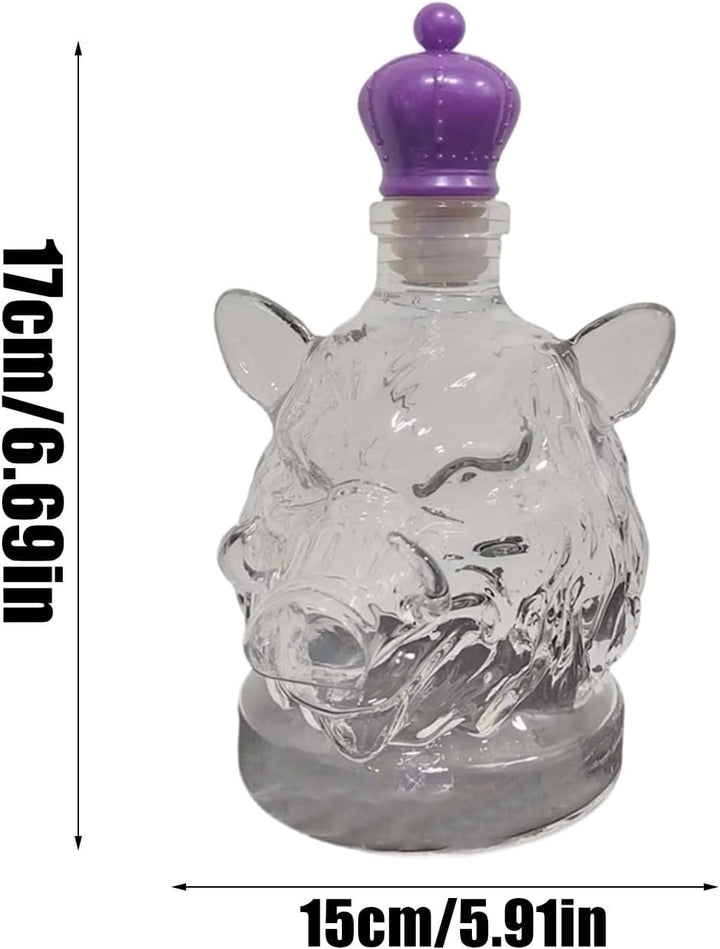 Wildschwein Whisky -Dekanter, kreative Wildschwein Whisky -Flasche, lustige Tierkopfglasflasche mit