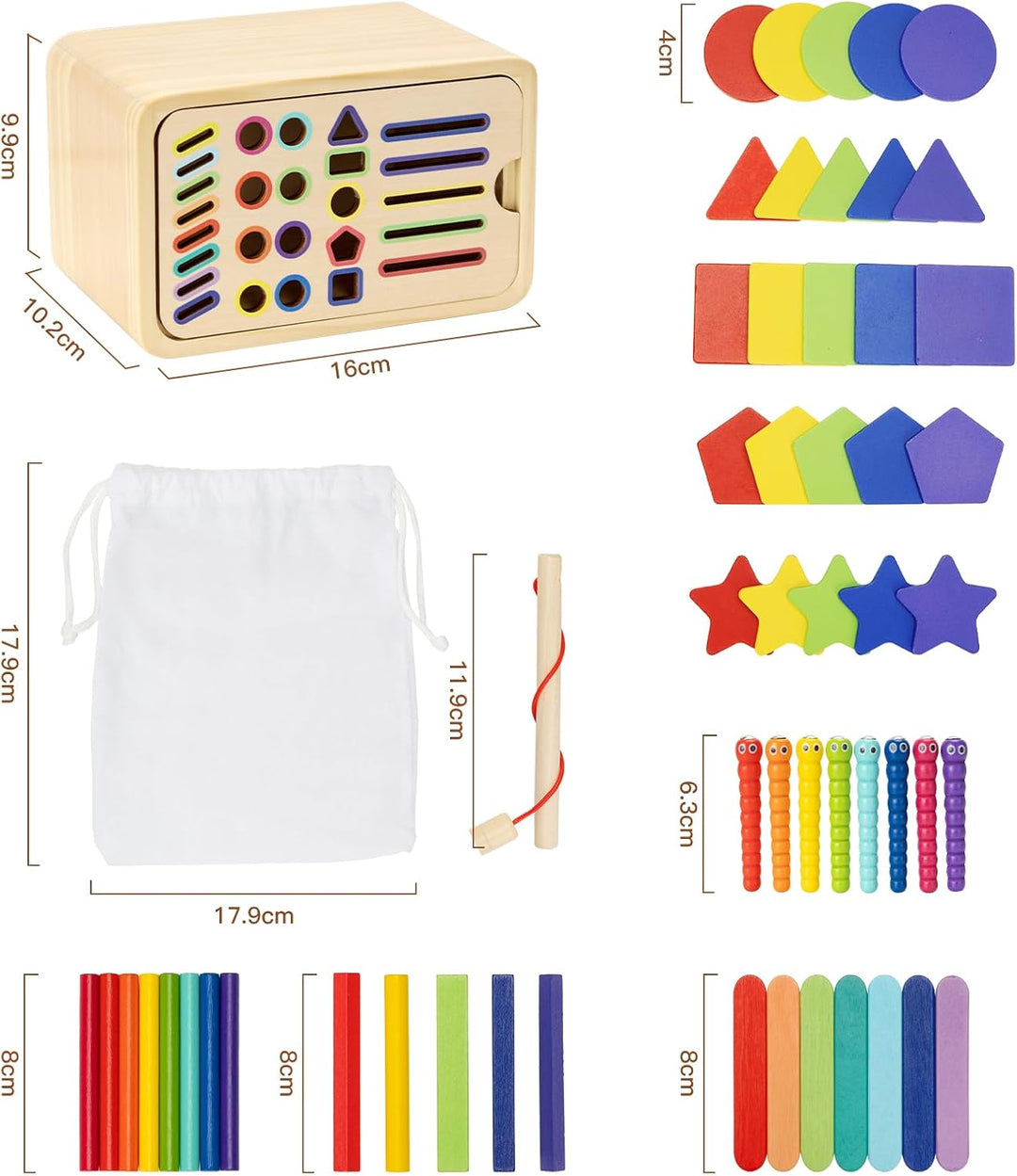 Montessori Spielzeug ab 1 2 3 Jahr, Holzspielzeug Steckspiel ab 2 Kinder, Farbe Form Sortierspiel An