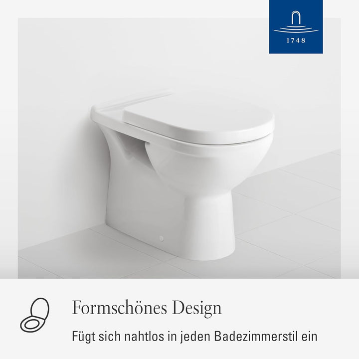 Villeroy & Boch O.novo WC-Sitz, Toilettendeckel mit Scharnieren aus Edelstahl, Toilettensitz aus bru