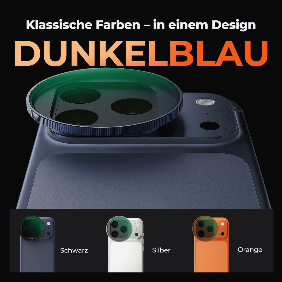 K&amp;F CONCEPT Snap-On ND2-32 Filter kompatibel mit iPhone 17 Pro/Pro Max | Dunkelblau, 11,2g extrem Le