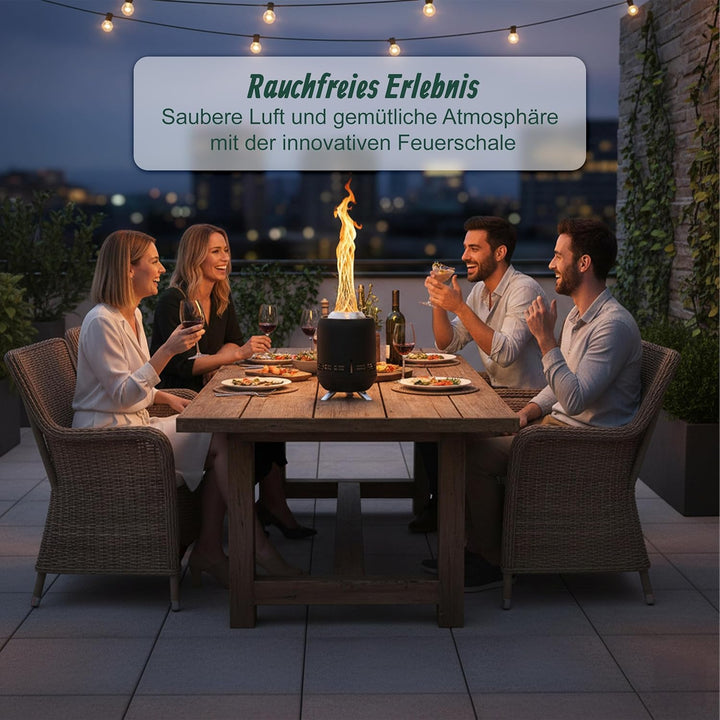 Relaxdays Tischkamin ohne Rauch, Edelstahl, HxD Ø 23,5 x 16,5 cm, rauchfreies Tischfeuer, Tragetasch