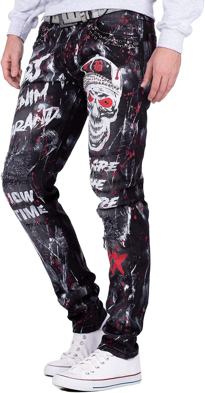 Cipo &amp; Baxx Herren Jeans modernes extravagntes Design 32W / 34L Schwarz - 92, 32W / 34L Schwarz - 92