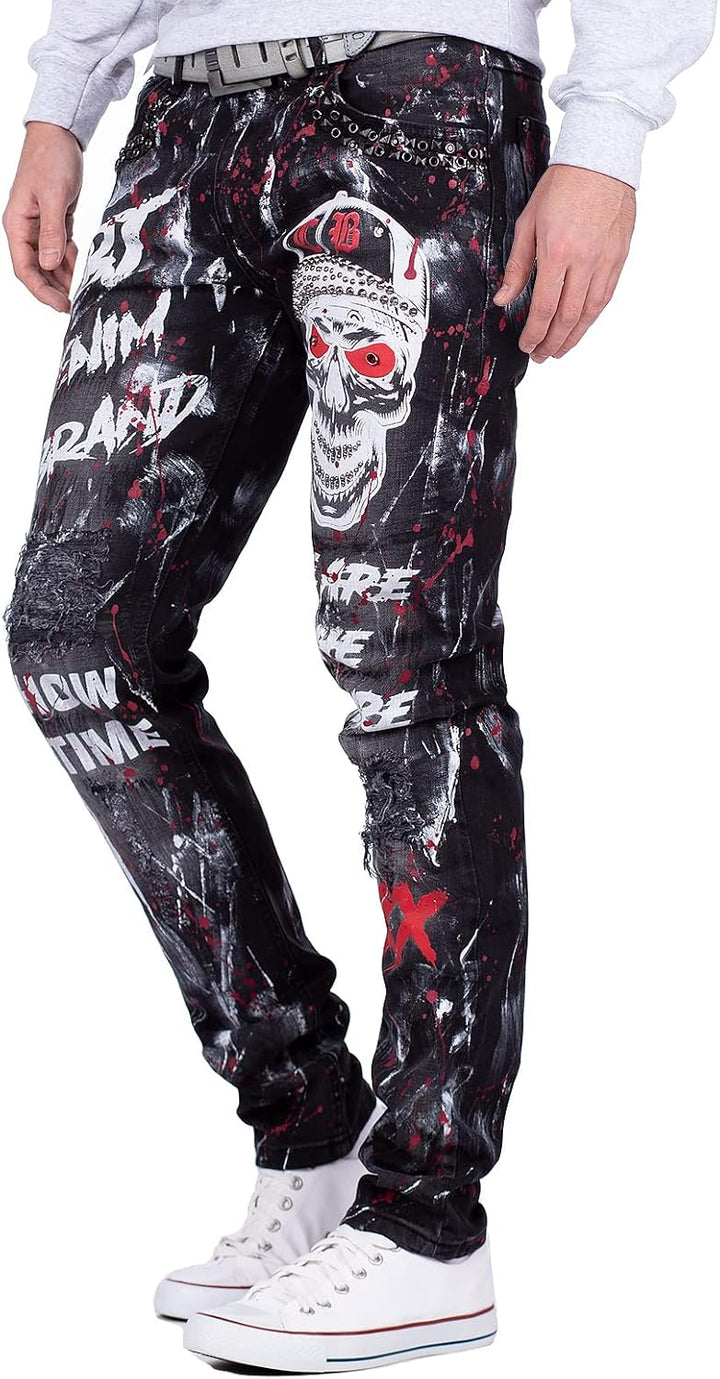 Cipo &amp; Baxx Herren Jeans modernes extravagntes Design 32W / 34L Schwarz - 92, 32W / 34L Schwarz - 92