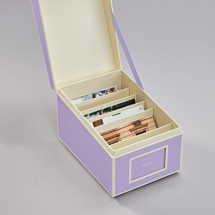 Semikolon 370082 CD- und Fotobox - 17,7 x 15,7 x 25,6 cm - für 10 x 15 cm Fotos - Cover lilac silk l