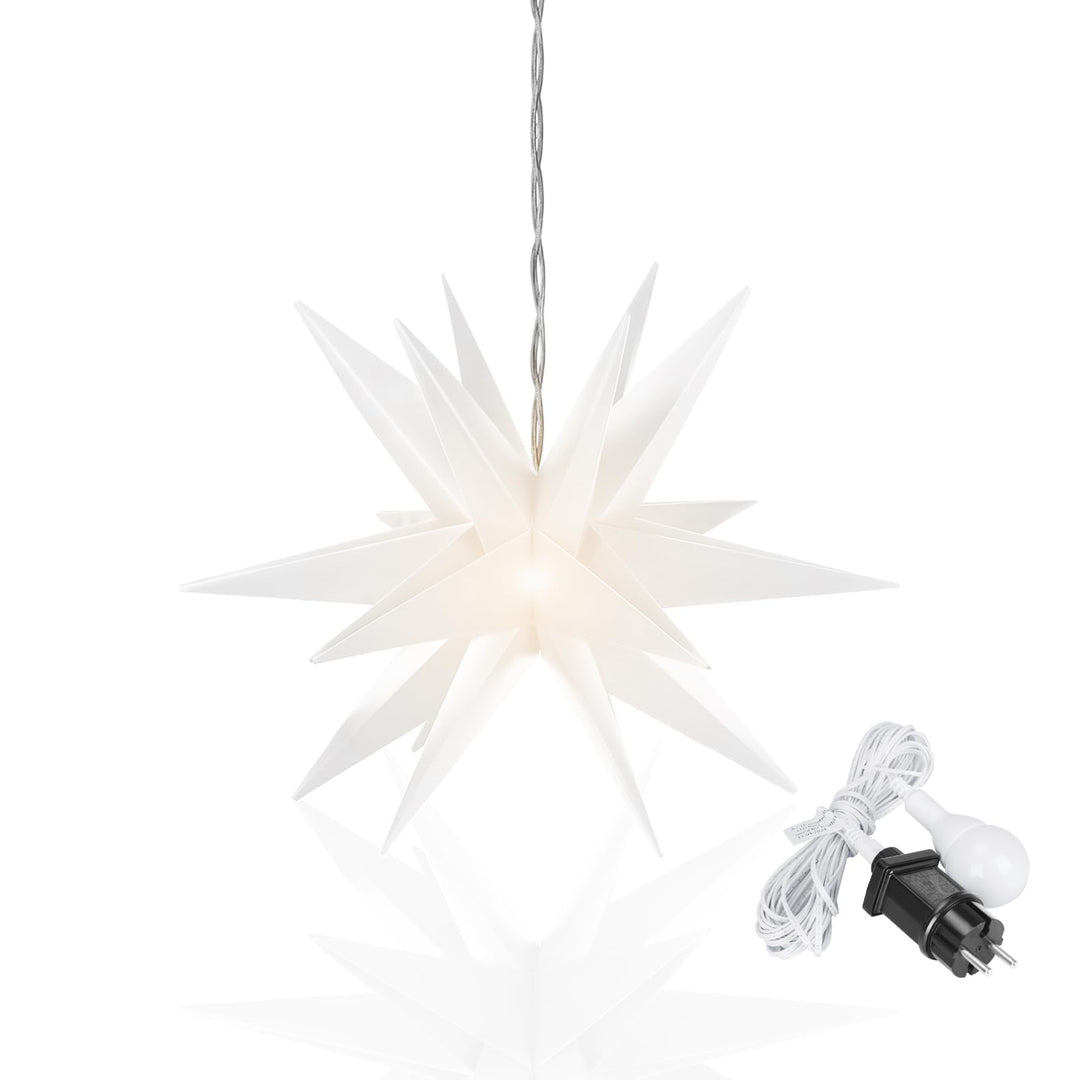 OVILUM Leuchtstern 3D mit LED Beleuchtung | weiss | |Ø 57 cm| 3D Stern mit 18 Spitzen | wetterfest |