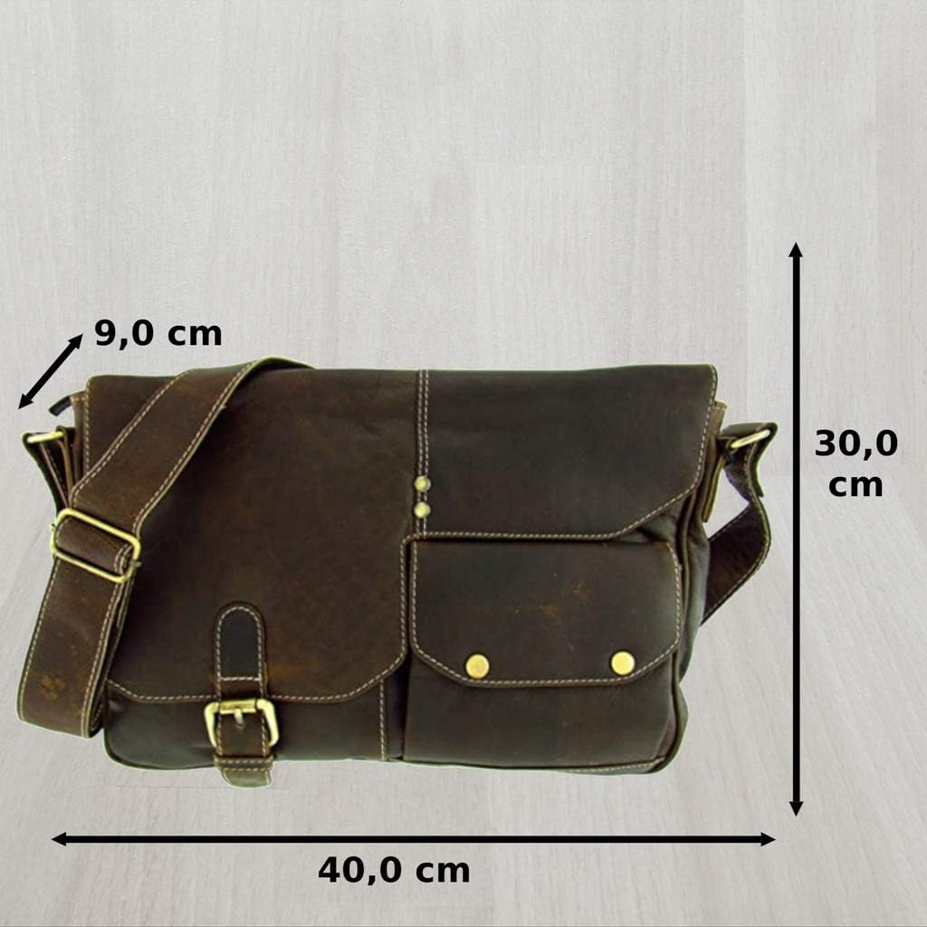 Grosse Wasserbüffel Leder Aktentasche Lehrertasche Vintage Look in 3 Grössen zur Wahl (Tasche Grö. X