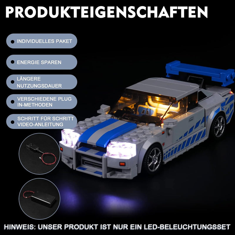 Led Licht Set Kompatibel mit Lego Nissan Skyline GT-R, Dekorationsbeleuchtungsset Compatible with Le