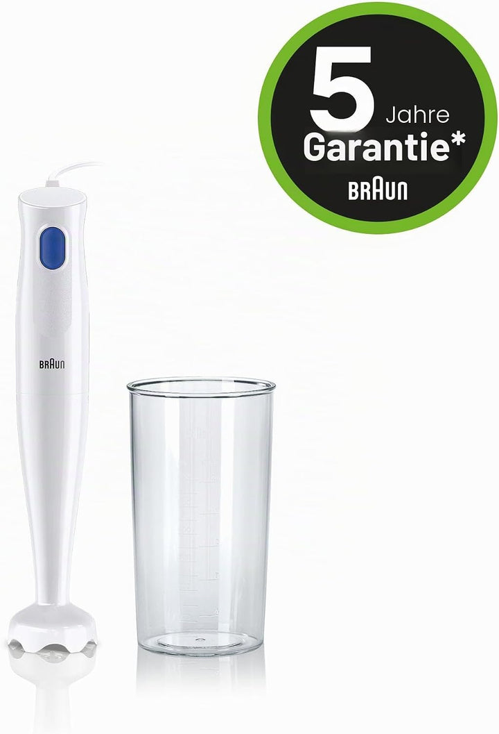 Braun Stabmixer MQ10.001PWH + Messbecher 600 ml, 5 Jahre Service, leicht, EasyTwist-System zum einfa
