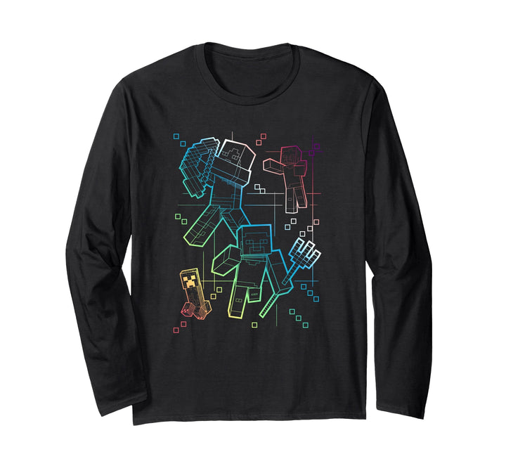 Minecraft Group Shot Rainbow Collage Langarmshirt