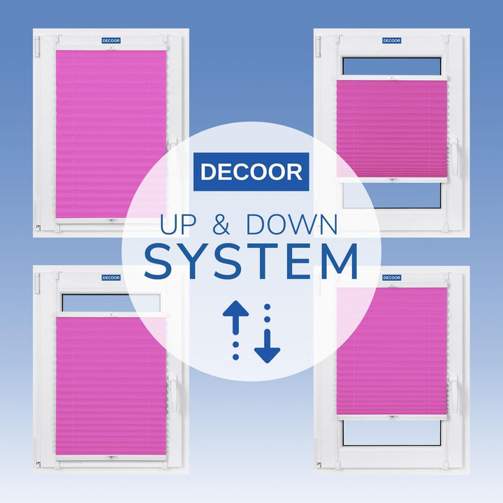 DECOOR Plissee ohne Bohren 70cm x 100cm Faltrollo Rollo für Fenster und Tür Nicht-invasive Fensterja