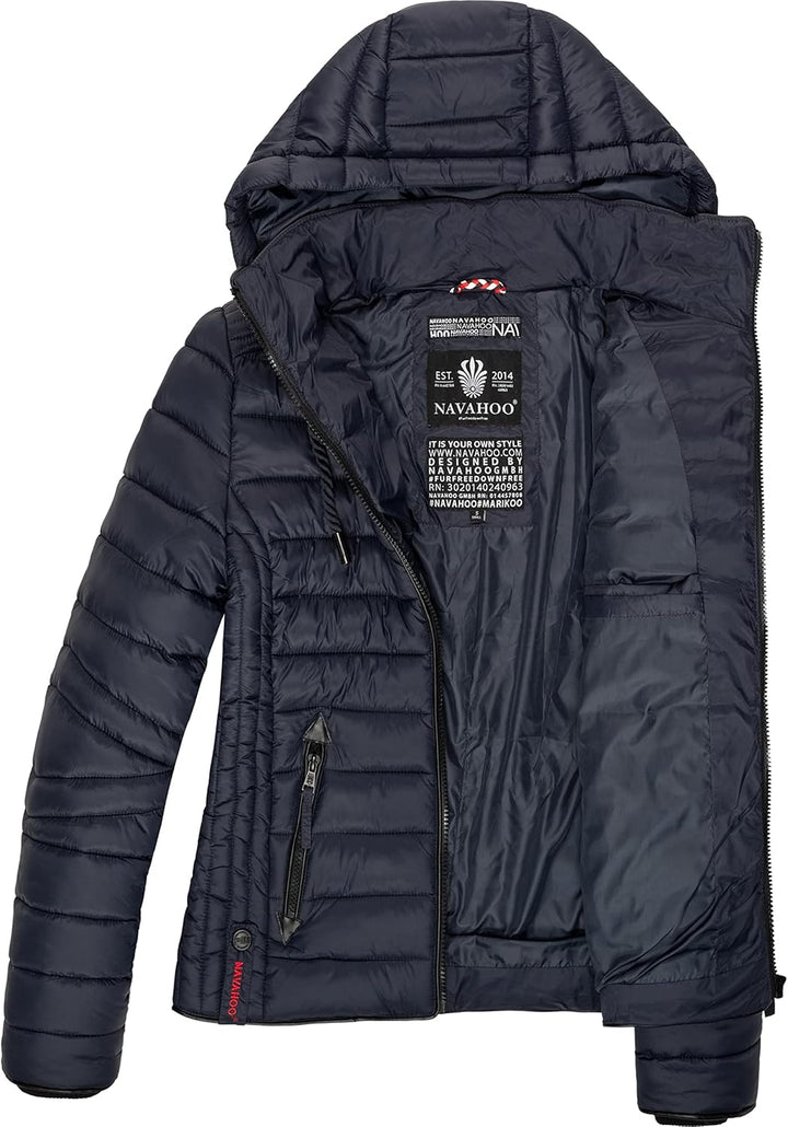 Navahoo Damen leichte Übergangsjacke Steppjacke mit Kapuze Lulana XS-XXL M Navy, M Navy