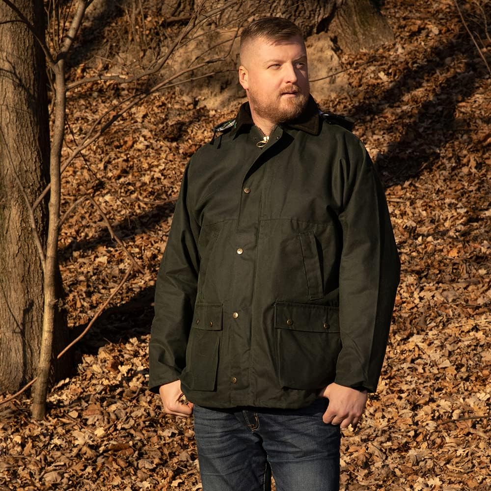 Romneys Original englische Wachsjacke Country - Robuste Wind- und wasserdichte Regenjacke inklusive