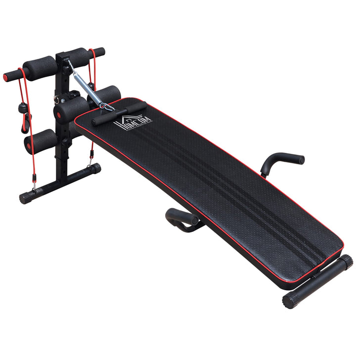 HOMCOM Sit Up Bank Bauchtrainer Trainingsbank Fitnessbank verstellbar gepolstert inkl. Widerstandsbä