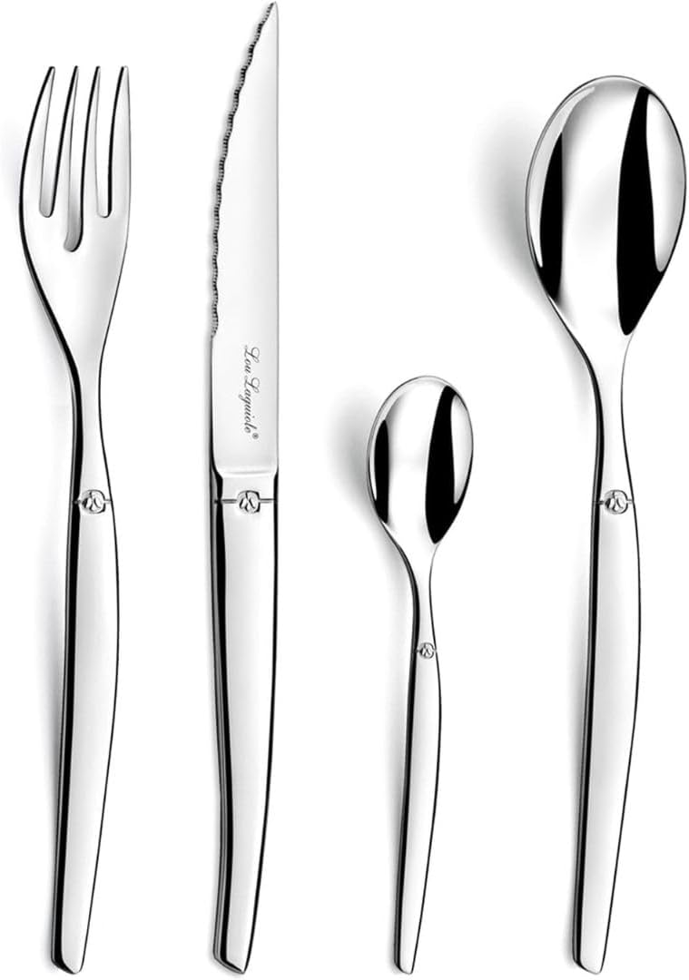 LOU LAGUIOLE - JET | Besteck Set 6 Personen | 24-teilig | Spülmaschinenfest | aussergewöhnlicher Cha