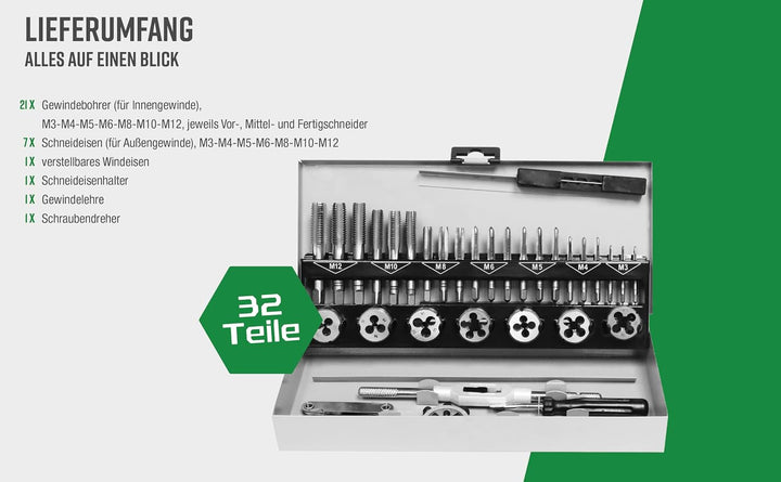 Brüder Mannesmann Gewindeschneidsatz, 32-tlg., M53250-B Single, Single
