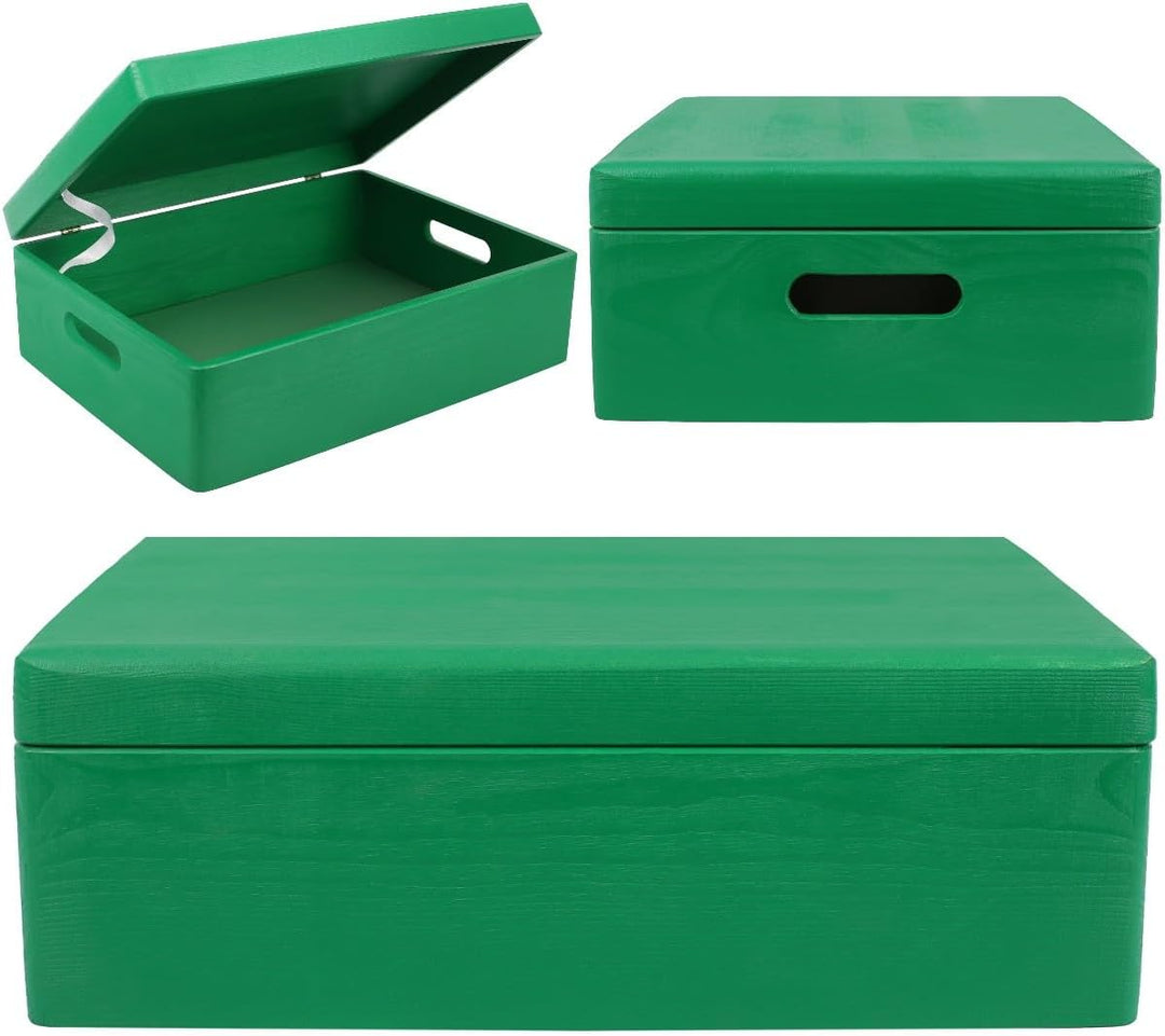 Creative Deco XL Grün Grosse Holzkiste mit Deckel | 40 x 30 x 14 cm (+/- 1 cm) | Erinnerungsbox Baby