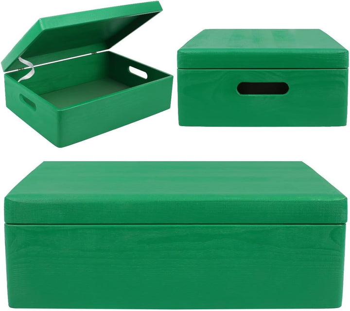 Creative Deco XL Grün Grosse Holzkiste mit Deckel | 40 x 30 x 14 cm (+/- 1 cm) | Erinnerungsbox Baby