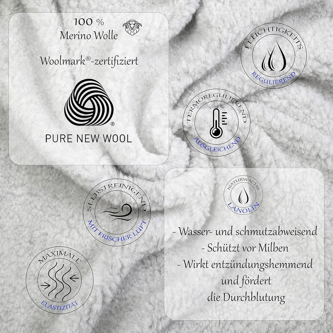 TV Decke aus Warme & Dicke Merinowolle mit Ärmeln für Damen & Herren, Wolldecke, Woolmark-Zertifizie