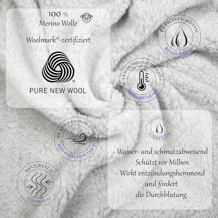 TV Decke aus Warme & Dicke Merinowolle mit Ärmeln für Damen & Herren, Wolldecke, Woolmark-Zertifizie