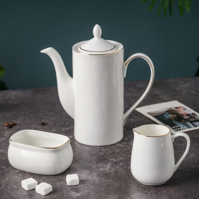 Cabilock Kaffeekanne Porzellan Weiss Teekanne Porzellan Keramik Teekessel Teapot Kaffeetopf Milch To