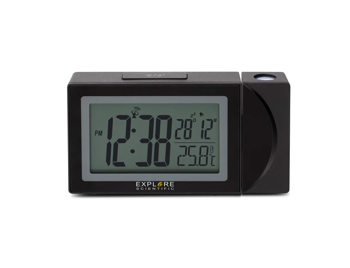 Explore Scientific RDP1002 Funkuhr Projektion Uhrzeit Alarm Snooze USB Port X Telefon Aufladen Hinte