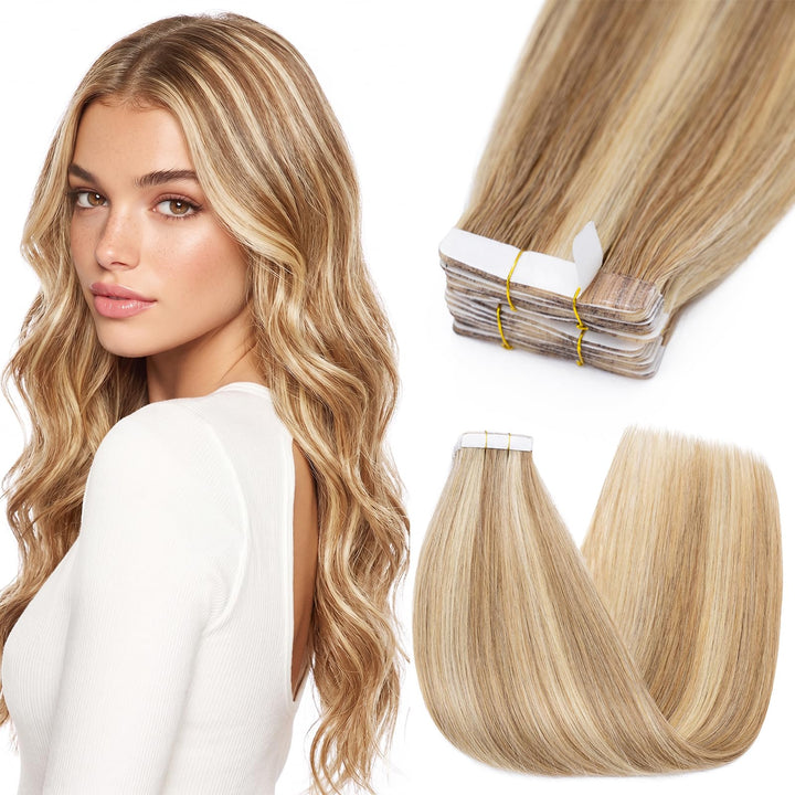 Tape Extensions Echthaar 10stk, Remy Tape in Extensions Haarverlängerung, Skin Weft Echthaar Haarext