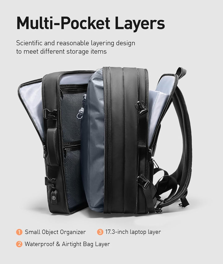 MARK RYDEN Business Rucksack Erweiterbar 20L-35L Hydrophobes Gewebe zum Mitnehmen Laptop für 17,5-Zo