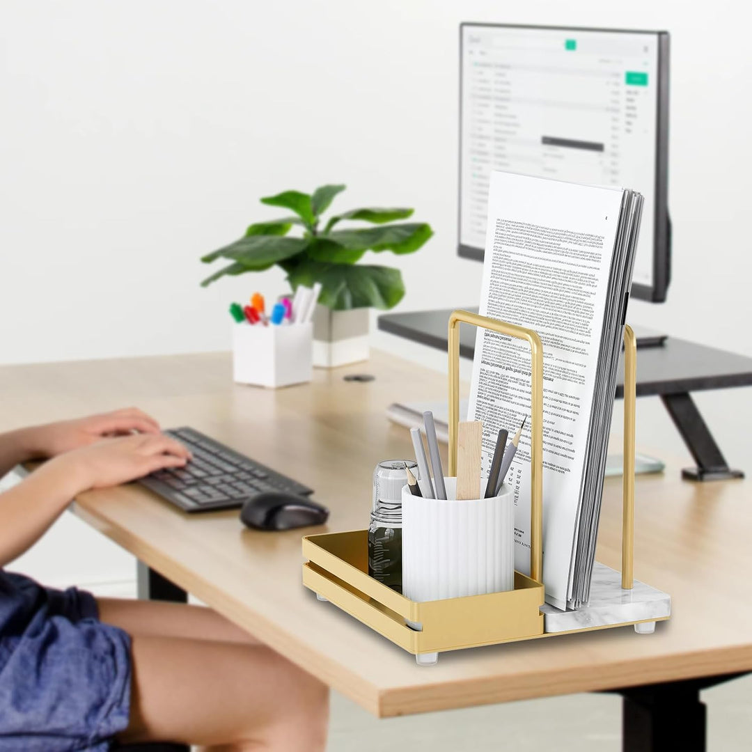 Serviettenhalter Golden, Serviettenhalter aus Metall & Marmor Serviettenspender mit Caddy für Tisch