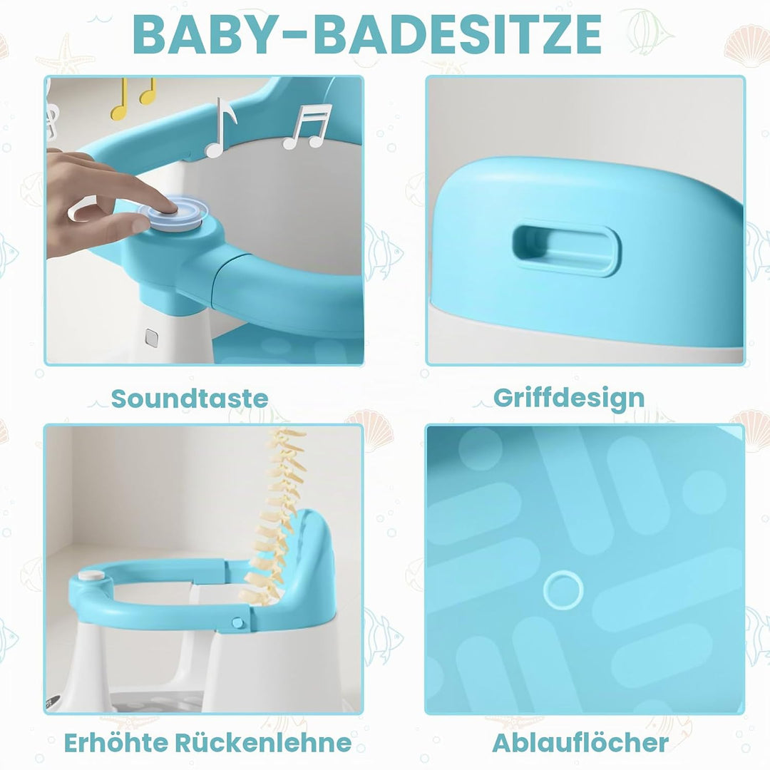 UBRAVOO Baby Badesitz für Babys von 6 bis 24 Monaten, aufrecht sitzender Badesitz, rutschfester Baby