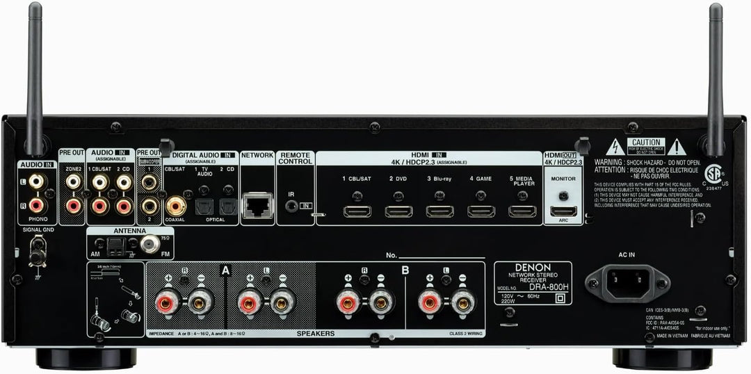 Denon DRA-800H Stereo Receiver und Verstärker, Alexa Kompatibel, 5 HDMI Eingänge, Phono-Eingang, Blu