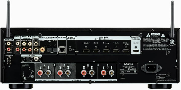 Denon DRA-800H Stereo Receiver und Verstärker, Alexa Kompatibel, 5 HDMI Eingänge, Phono-Eingang, Blu
