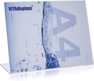 10x VITAdisplays® L-Aufsteller DIN A4 Querformat/Tischaufsteller/L-Ständer/Plakataufsteller/Werbeauf