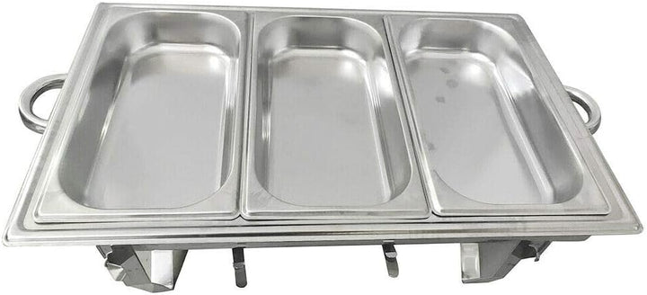 RainWeel Chafing Dish Speisewärmer, Wärmebehälter Edelstahl 9L 3 Grid Speisebehälter 1 Wasserbecken