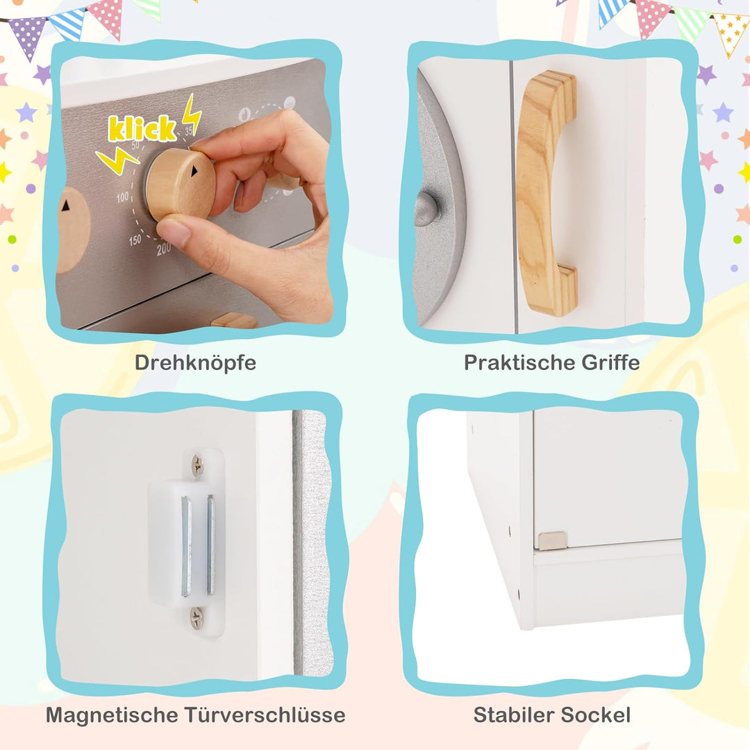 COSTWAY Eck Spielküche, Kinderküche mit Licht & Sound, Kinderspielküche mit Spüle, Eismaschine, Back