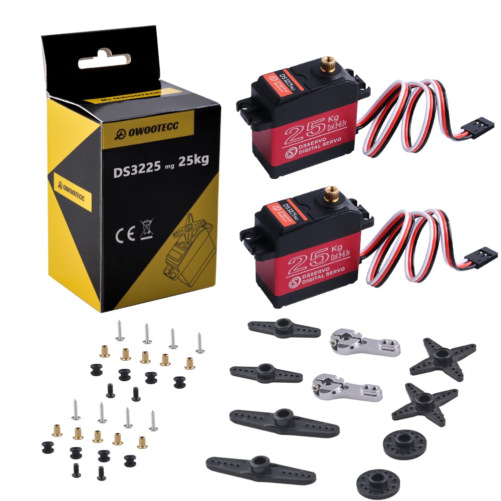 owootecc 25 kg Servomotor, hohes Drehmoment, digitales Servo DS3225, wasserdichtes Metallservo für R
